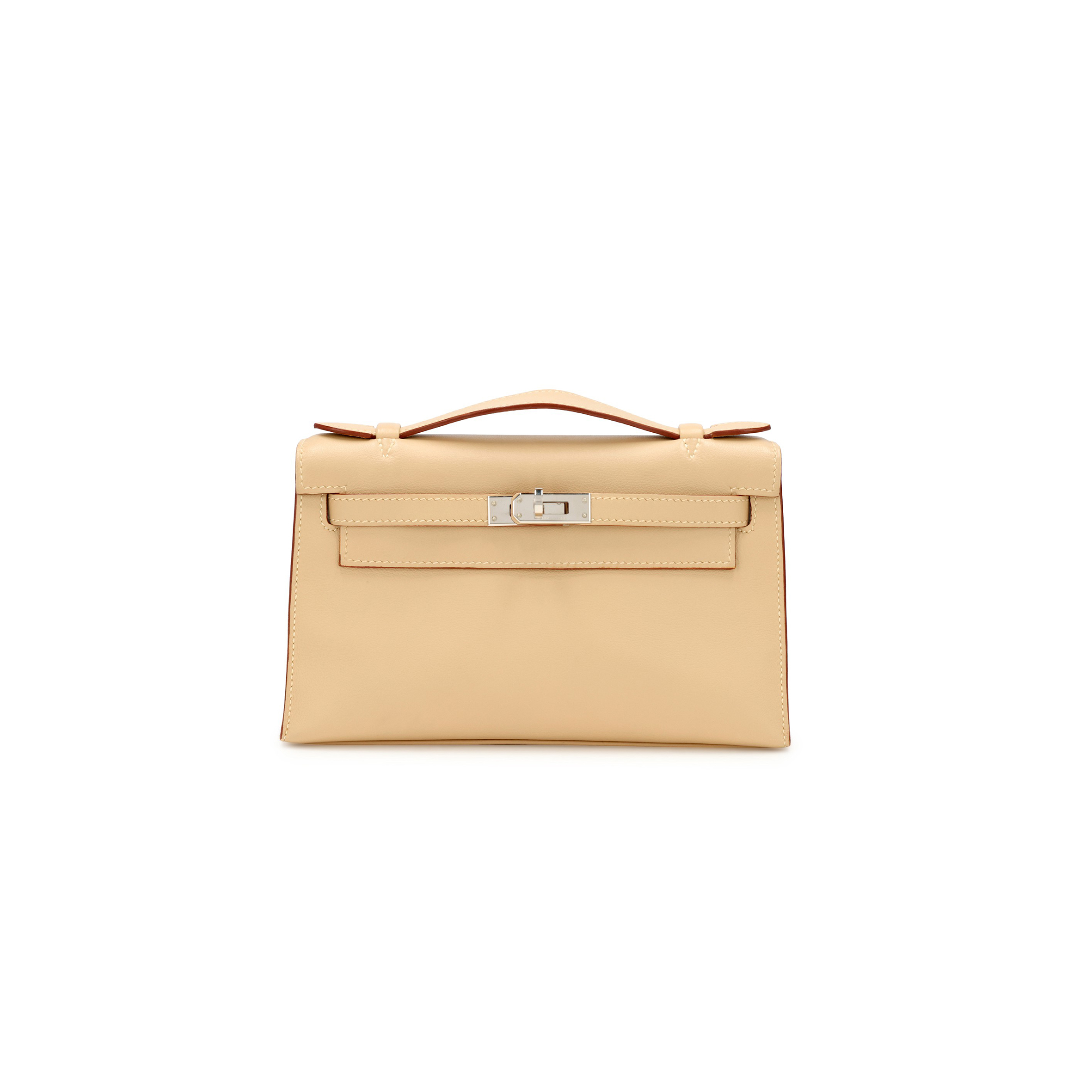 HERMÈS MASTER PARCHEMIN SWIFT KELLY POCHETTE PALLADIUM HARDWARE (22*14*7cm) 